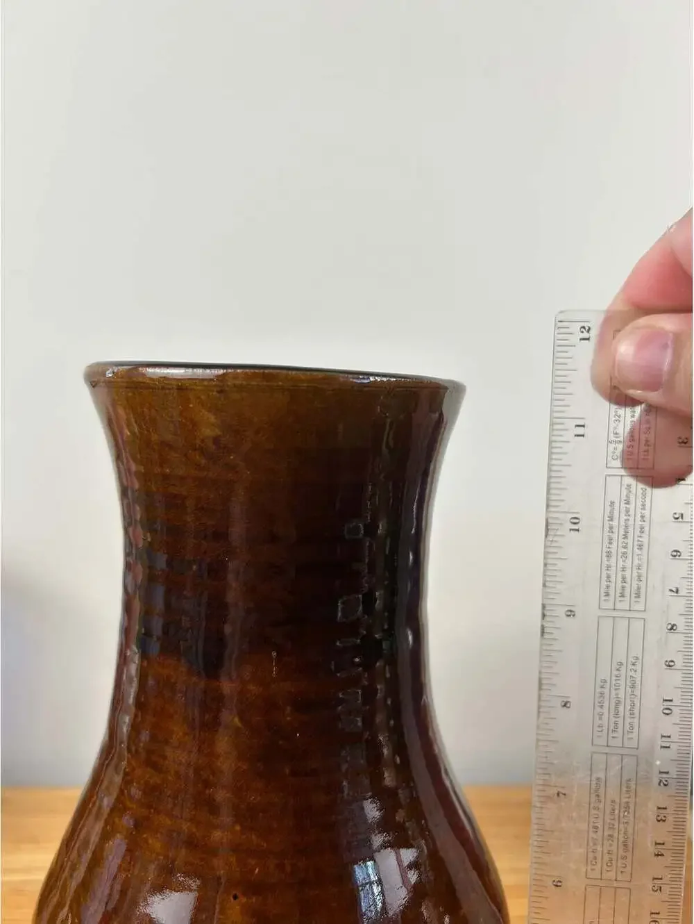 Browns Pottery Arden NC Tall Brown Hand Thrown Pottery Vase 11.5